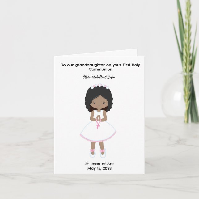 Personalized Girls First Holy Communion  Card (Front)