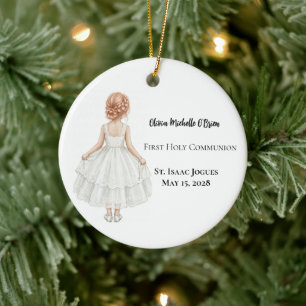 Personalized Girls First Holy Communion  Ceramic Ornament