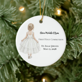 Personalized Girls First Holy Communion  Ceramic Ornament