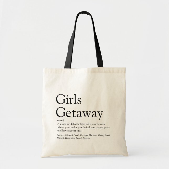 Personalized Girls Getaway Definition Tote Bag (Front)
