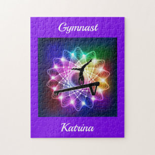 Personalized Girls Gymnast Balance Beam Jigsaw Puzzle