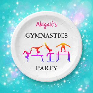 Personalized Girls Gymnastics Birthday Party Paper Plate