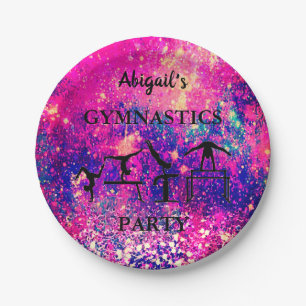 Personalized Girls Gymnastics Birthday Party Paper Plate