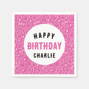 Personalized Girls Halloween Birthday Party Napkin