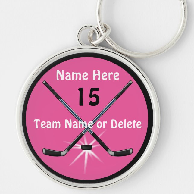 Personalized Girls Hockey Gifts Your Text, Colours Keychain (Front)