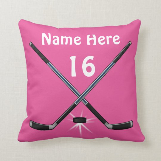 Personalized Girls Hockey Pillows her NAME, NUMBER