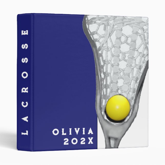 Personalized Girls Lacrosse 3 Ring Binder (Front/Spine)