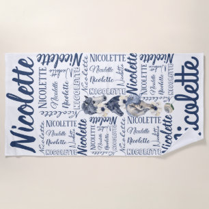 Personalized girls long name with horses beach towel