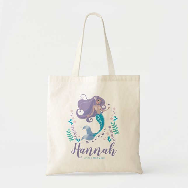Personalized Girls Mermaid Tote Bag For Pool Beach (Front)