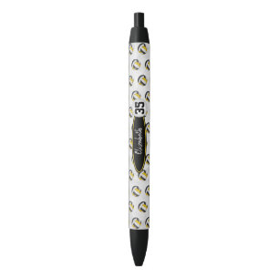 personalized girls name black gold volleyballs ink pen