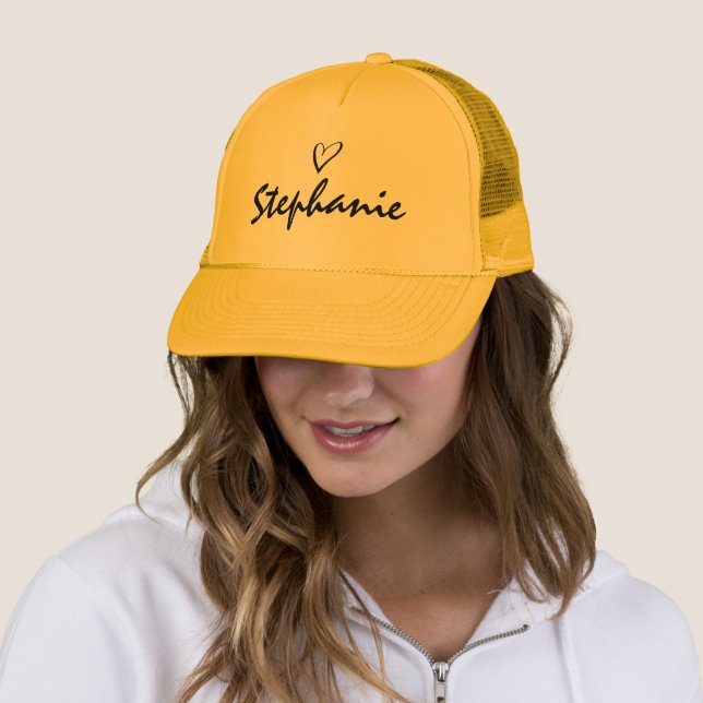 Personalized Girl's Name Heart Trucker Hat (In Situ)