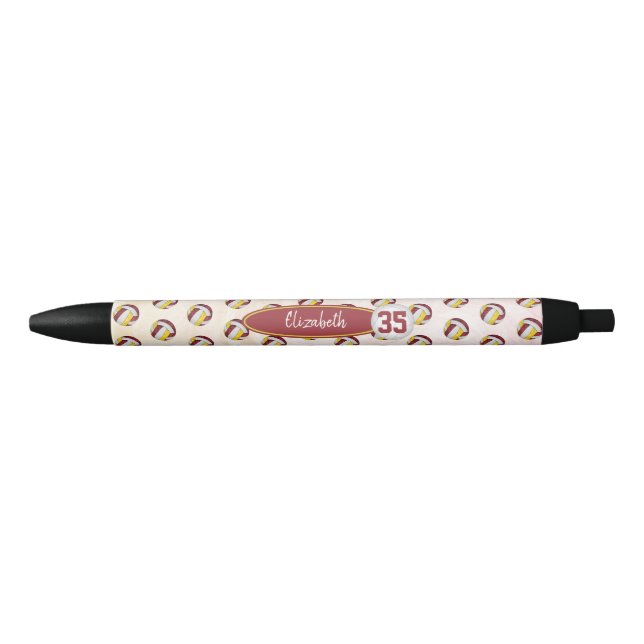 personalized girls name maroon gold volleyballs black ink pen (Front)