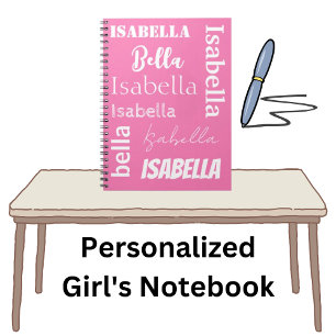 Personalized Girl's Name Pink Notebook