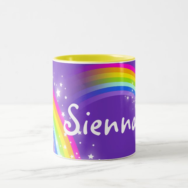 Personalized girls name rainbow purple mug (Center)