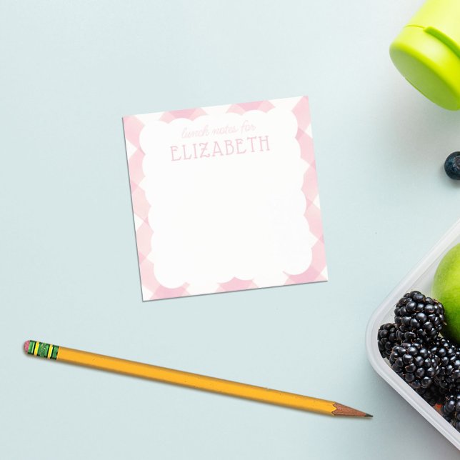 Personalized Girls Pink Gingham Lunch Box  Post-it Notes (Creator Uploaded)