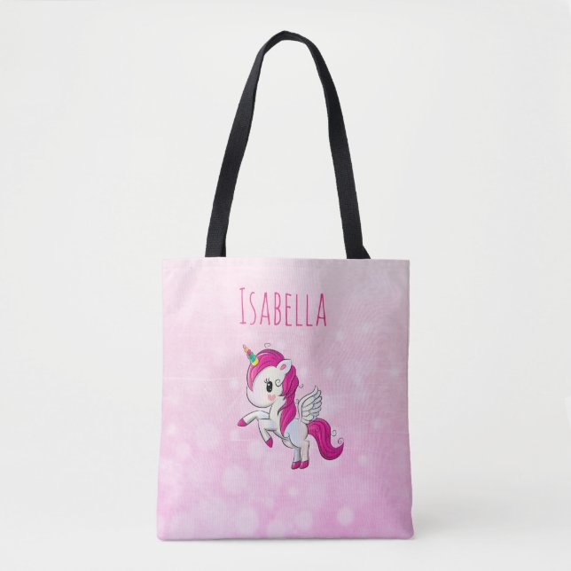Personalized Girl's Pink Unicorn Bag (Front)