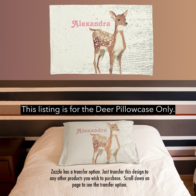 Personalized Girl's Room Deer Wood Texture Pillowcase (Creator Uploaded)