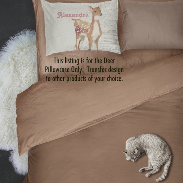 Personalized Girl's Room Deer Wood Texture Pillowcase (Creator Uploaded)