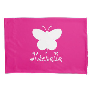 Personalized girls room pillowcase with butterfly