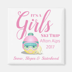Personalized Girls Ski Trip Memento Magnet