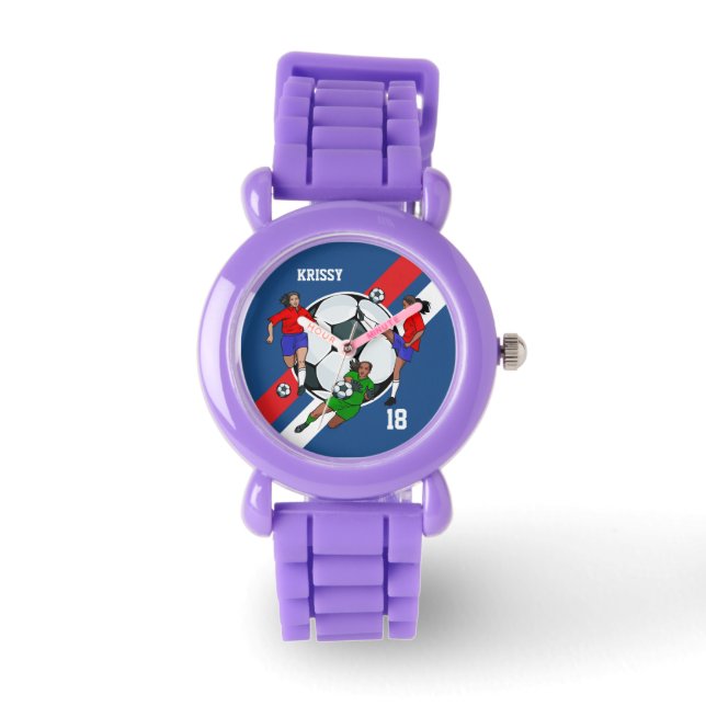 Personalized Girls Soccer Designer Watch (Front)