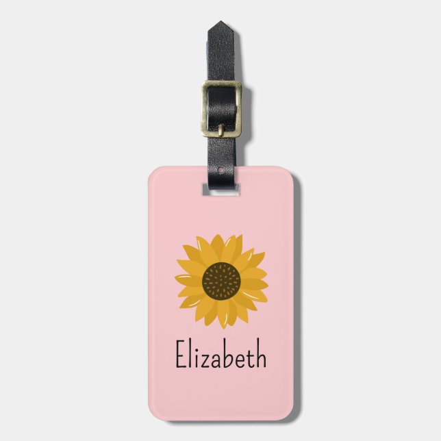 Personalized Girls Sun Flower School Bag Tag (Front Vertical)