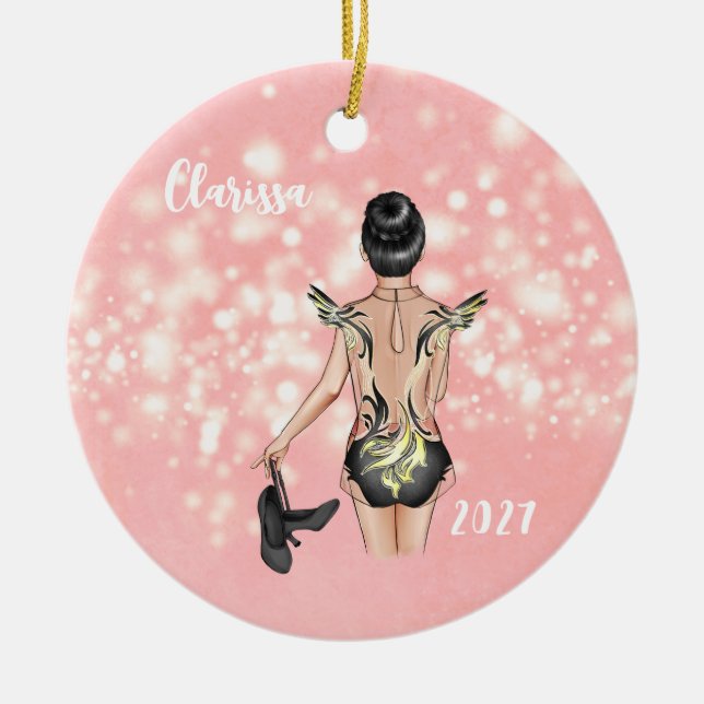 Personalized Girls Tap Dancer Christmas Ornament (Front)