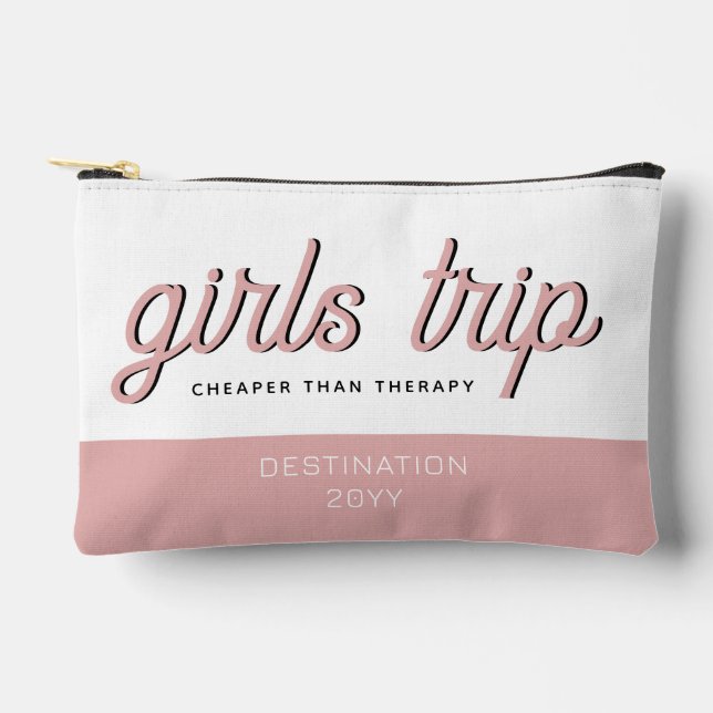 Personalized Girls Trip Cheaper Than Therapy Accessory Pouch (Front)