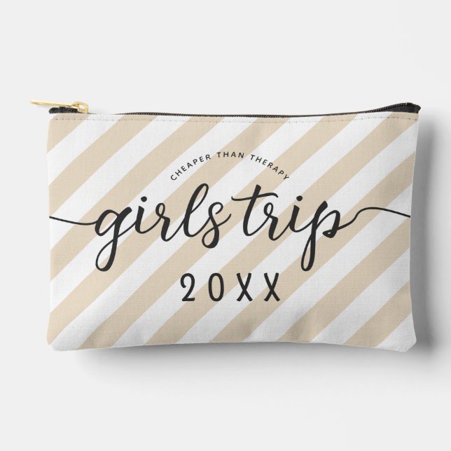 Personalized Girls Trip Cheaper Than Therapy Accessory Pouch (Front)