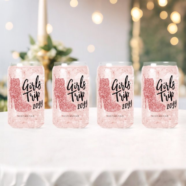 Personalized Girls Trip Disco Mirror Pink Boots Can Glass (Insitu (Wedding))