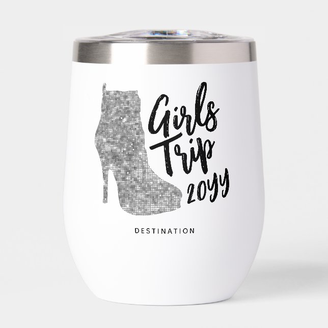 Personalized Girls Trip Disco Mirror Silver Boots (Front)