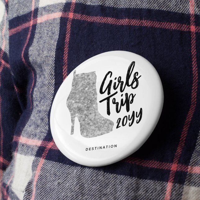 Personalized Girls Trip Disco Mirror Silver Boots 2 Inch Round Button (Creator Uploaded)