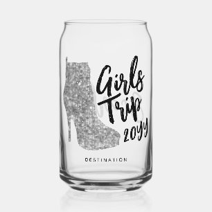Personalized Girls Trip Disco Mirror Silver Boots Can Glass
