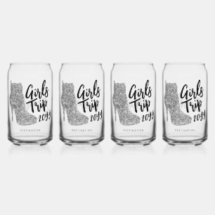 Personalized Girls Trip Disco Mirror Silver Boots Can Glass