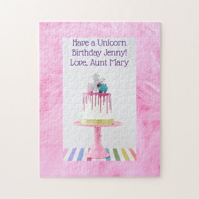 Personalized Girls Unicorn Birthday Puzzle (Vertical)