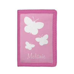 Personalized girl's wallet with cute butterflies
