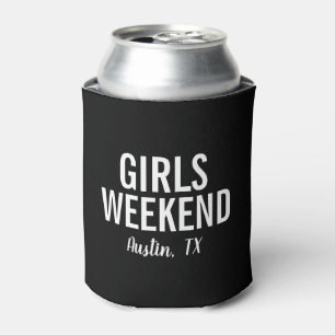Personalized Girls Weekend Coozie   Modern Black