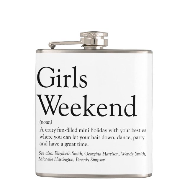 Personalized Girls Weekend Definition Hip Flask (Front)