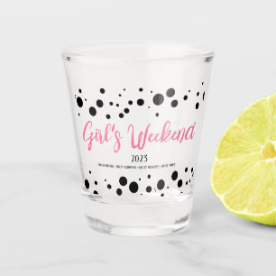Personalized Girl's Weekend Pink Dotted Shot Glass