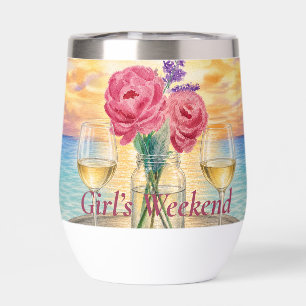 Personalized Girls Weekend Sunset Watercolor Wine
