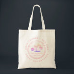 Personalized Girls Weekend Trip Pink Bachelorette Tote Bag<br><div class="desc">Personalized girls weekend or bachelorette party gift favour tote bag in rose gold pink, purple, and coral ombre features a customized passport stamp with "Good Friends, Great Adventures" quote, travel date, and destination or occasion written in the inside and around the circle. • • • • Click CUSTOMIZE to change fonts, or...</div>