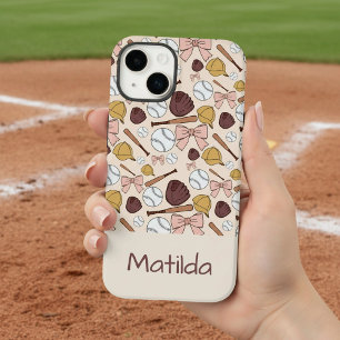 Personalized Girly Baseball Bow Pattern Phone Case