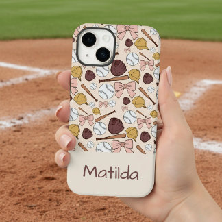 Personalized Girly Baseball Bow Pattern Phone Case