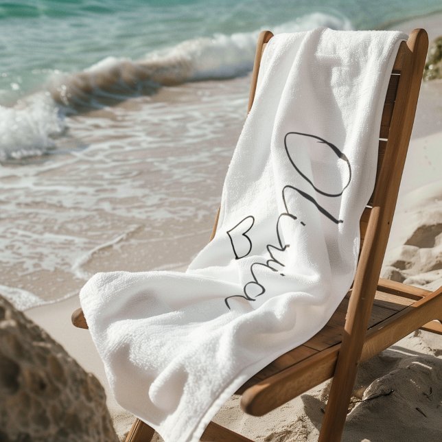 Personalized Girly Beach Towel with Name & Heart  (Creator Uploaded)