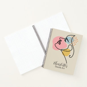 Personalized Girly Beige Abstract Art Sketchbook Notebook