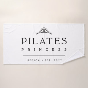Personalized Girly Black Workout Pilates Princess Bath Towel