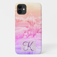 Personalized Girly Blue Monogrammed Abstract Rose