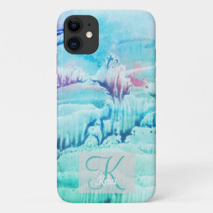Personalized Girly Blue Monogrammed Turquoise iPhone 11 Case