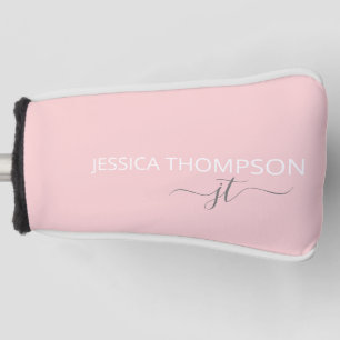 Personalized Girly Blush Pink Chic Monogram Name Golf Head Cover