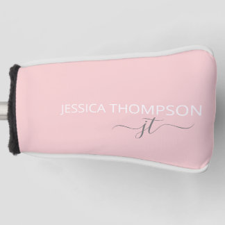 Personalized Girly Blush Pink Chic Monogram Name Golf Head Cover